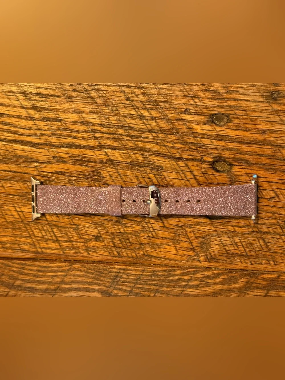 Casetify Sparkle Pink Glitter Leather with Silver Buckle Watchband